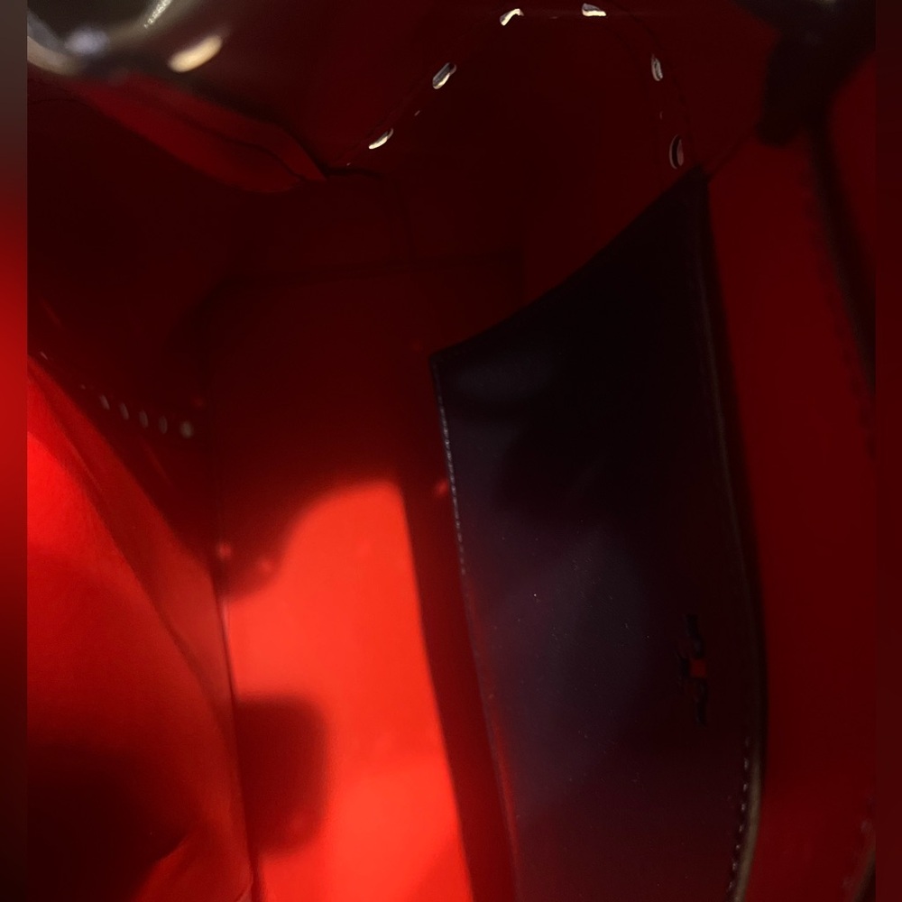 Tory Burch Dark Blue Leather Bucket Bag New Without Tags - Picture 6 of 7